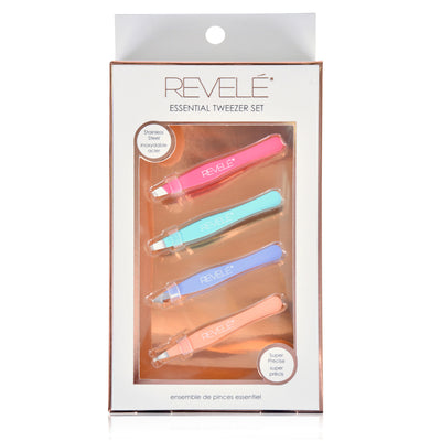 1 of 3:REVELE Mini Stainless Steel 4-Piece Essential Tweezer Set, 2.5 Inches 