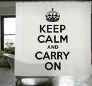 1 of 1:Izola Keep Calm And Carry On Cortina de ducha de PEVA, negro y blanco, 72 x 72 pulgadas 