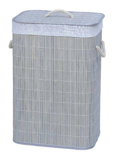 1 of 3:Home Basics Cesta rectangular de bambú, gris, 16 x 12 x 23 pulgadas 