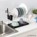 3 of 6:Premius 2-Tier Chrome Finished Drying Dish Rack, Black, 20.25x9x14 Inches 
