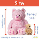 4 of 8:JOON Huge Teddy Bear With Ribbon, Pink 