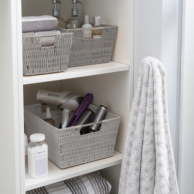 4 of 4:Lot de 3 paniers de rangement en rotin Simplify, gris 