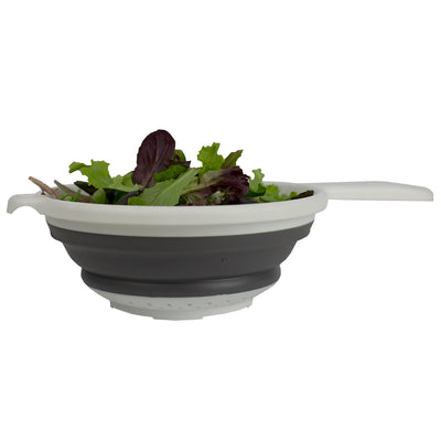 3 of 5:Home Basics Collapsible Silicone Colander with Handle, Assorted Colors, 9x14.25x1.25 Inches 
