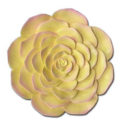 1 of 1:Premius Resin Two Tone Smooth Pastel Floral Wall Decor, Yellow, 12 Inches 