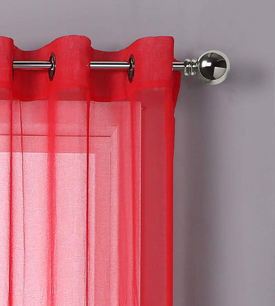 2 of 6:Sheffield 2-Pack Solid Sheer Grommet Window Panel, Red, 76x84 Inches 