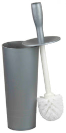 1 of 7:Brosse de toilette conique et support en plastique Home Basics, gris, 4 x 15 pouces 