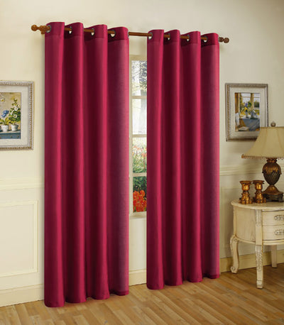 1 of 1:Melanie Faux Silk Window Panel With 8 Grommets, Burgundy, 55x84 Inches 