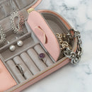 4 of 4:Ruby+Cash Faux Leather Zippered Travel Jewelry Organizer Box, Blush 