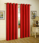1 of 1:Melanie Faux Silk Grommet Window Panel, Red, 55x63 Inches 