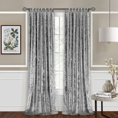 1 of 6:Harper Criss-Cross Tab Top Panel de cortina de ventana de felpa, gris, 50 x 84 pulgadas 