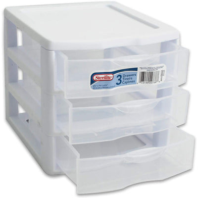 1 of 2:Sterilite Mini 3 Drawer Unit Countertop Drawer, Clear, 10x8x8 Inches 