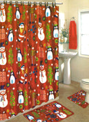 1 of 1:Christmas Time Printed 15-Piece Bath Rug Set, Red, 18x30 Inches 