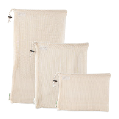 1 of 4:Detalles de cocina Paquete de 3 bolsas de malla de algodón reutilizables 