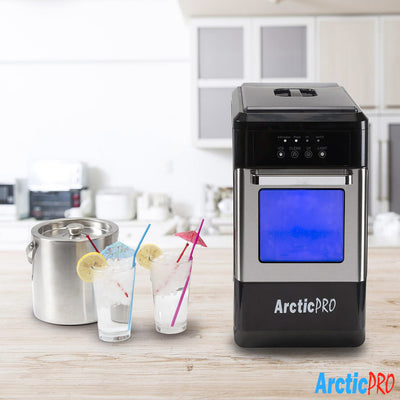 8 of 9:Arctic-Pro Ice Pellet Máquina de hielo portátil con luz ultravioleta y extracción de hielo, acero inoxidable negro 