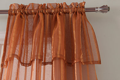 4 of 7:Gretchen Striped Rod Pocket Window Panel with Attached Valance, Spice, 54x90 Inches 