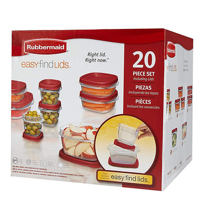 4 of 5:Rubbermaid Easy Find Lids Food Storage Containers 20-Piece Set, Red 