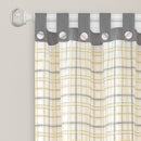 2 of 6:Tattersall Farmhouse Tab-Top Plaid Panel, Gray-Yellow, 52x84 Inches 