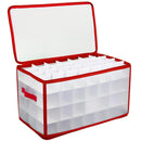 4 of 5:Home Basics Cubo de almacenamiento de adornos con cremallera de 112 compartimentos, rojo, 20.5 x 12 x 12 pulgadas 