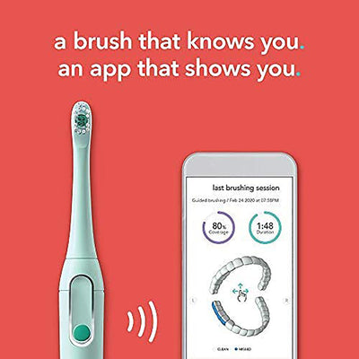 2 of 4:Colgate Hum Smart Kit de cepillo de dientes alimentado por batería con estuche de viaje, verde azulado 