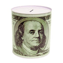 1 of 1:Tirelire en étain de 100 dollars, Benjamin Franklin, taille moyenne, 15 x 14,6 cm 