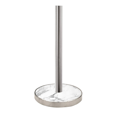 1 of 2:Porte-essuie-tout rond PREMIUS avec base en verre blanc et marbre, finition satinée 