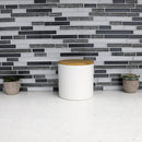 4 of 4:Home Basics Wave Ceramic Canister With Bamboo Lid, White, Small, 5x5 Inches 