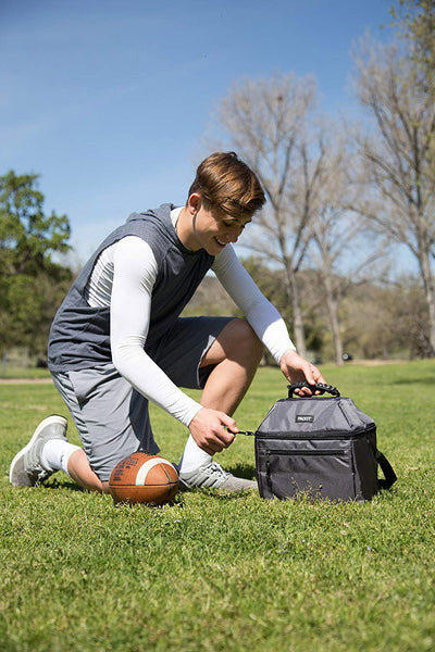 7 of 8:PackIt Freezable Canvas Utility Cooler Bag con asa, capacidad para 18 latas, gris carbón 