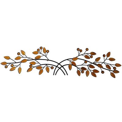 1 of 1:Branche en métal de qualité supérieure avec feuilles ambrées, décoration murale, noir, 40 x 10 pouces 