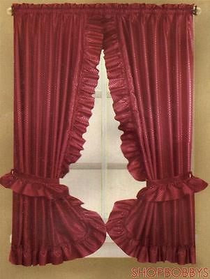 1 of 1:Fabric Dobbie Window Curtain Set Burgundy - 36x54 