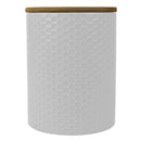 1 of 5:Home Basics Honeycomb Ceramic Canister With Bamboo Lid, White, Medium, 5x6.5 Inches 