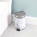 5 of 6:Poubelle en faux marbre Home Basics, blanc-gris, 3 litres 