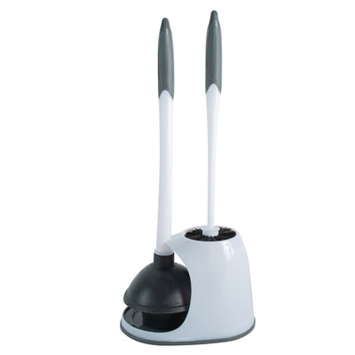2 of 9:Brosse à cuvette et déboucheur 2 en 1 Bath Bliss, blanc 