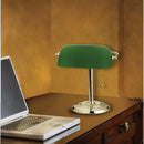 3 of 6:Tensor Brass Plated Banker's Desk Lamp, Green Shade, 13.5 Inches 