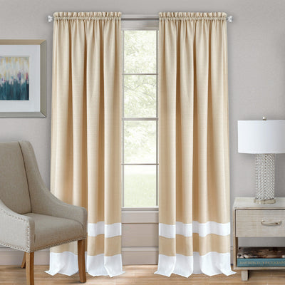 5 of 6:Darcy Textured Rod Pocket Window Panel, Tan-White, 52x84 Inches 