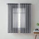 1 of 1:Lisa Plaid Sheer Rod Pocket Panel, plateado, 55 x 63 pulgadas 