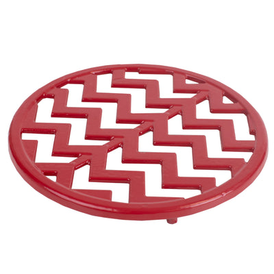 2 of 8:Dessous de plat en fonte à chevrons Home Basics, rouge, 20 x 13 cm 