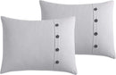 3 of 4:Ensemble de couette à boutons 3 pièces en Lyocell, grand lit double, gris 