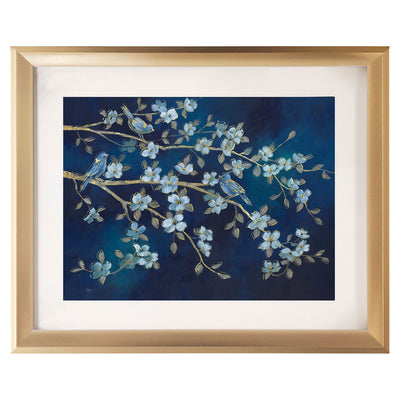 1 of 1:PREMIUS Conference Framed Flower And Bird Wall Art, Blue, 17x21 Inches 