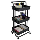 1 of 3:Home Basics Carro utilitario rodante de acero de 3 niveles con 2 ruedas de bloqueo, negro 