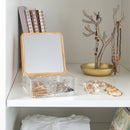2 of 4:Simplify 3 Compartment Clear Organizer with Bamboo Lid & Mirror 