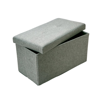 1 of 4:Pouf de rangement double pliable en simili-lin Simplify, gris 