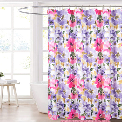 1 of 4:Trinity Primrose Printed Shower Curtain, Pink-Purple, 70x72 Inches 