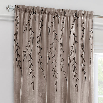 2 of 3:Willow Crushed Satin Double Layer Rod Pocket Panel, Toffee, 42x63 Inches 
