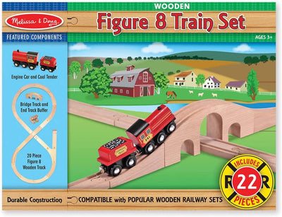 4 of 4:Melissa & Doug Coffret de train classique en bois en forme de huit, 22 pièces 