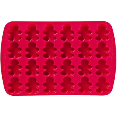 1 of 6:Moule en silicone Wilton 24 cavités en forme de bonhomme en pain d'épices, rouge, 33,8 x 21,5 x 1,9 cm 