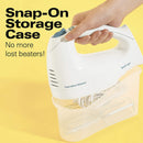 2 of 7:Hamilton Beach 6-Speed Electric Hand Mixer, Snap-On Storage Case, White 