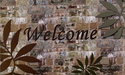 1 of 2:Heavy Duty Outdoor Mat Rubber Welcome Palms Design, 18x30 Inches 