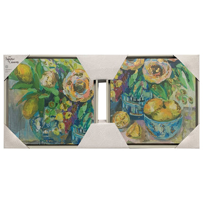 1 of 1:Ensemble de 2 toiles murales encadrées rustiques au citron de qualité supérieure, 30,5 x 30,5 cm 