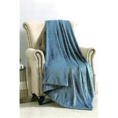 1 of 1:Lattice Embossed Plush Throw Blanket, Blue, 50x60 Inches 