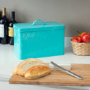 4 of 5:Boîte à pain vintage Home Basics en étain, motif losanges, turquoise, 33,5 x 21,5 x 25,4 cm 